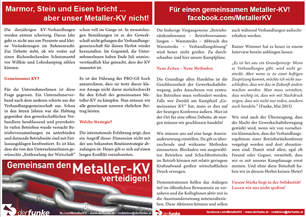 Flugblatt für die Metallerkonferenz am 20. September