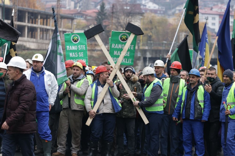 bosnien bergarbeiterstreik