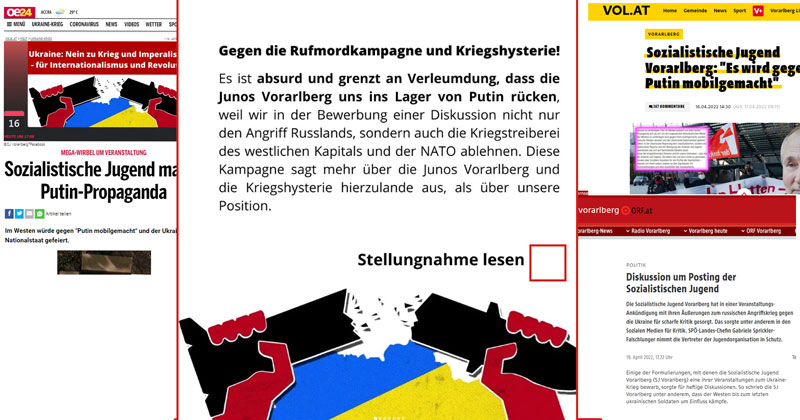 Gegen die Rufmordkampagne und Kriegshysterie – Presseaussendung der SJ Vorarlberg