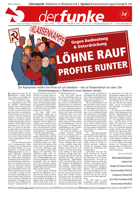 Gegen Ausbeutung & Unterdrückung: Löhne rauf – Profite runter! (Funke Nr. 217)