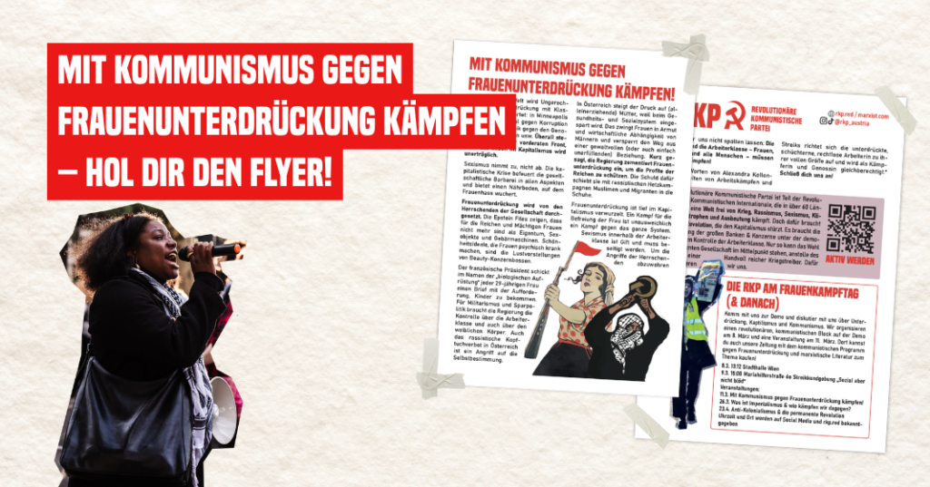 Flyer: Mit Kommunismus gegen Frauenunterdrückung kämpfen!