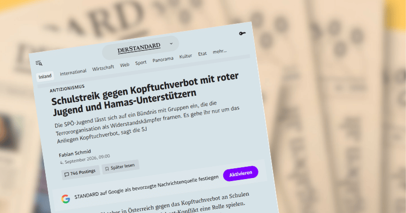  „Standard“ & FPÖ: Vereint in der Hetze auf den Schulstreik gegen das rassistische Kopftuchverbot